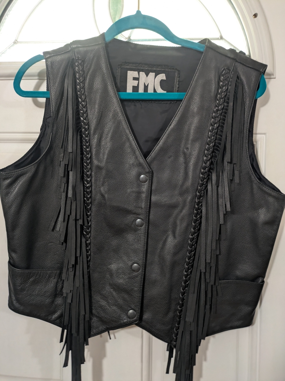 Black Leather Fringe Vest